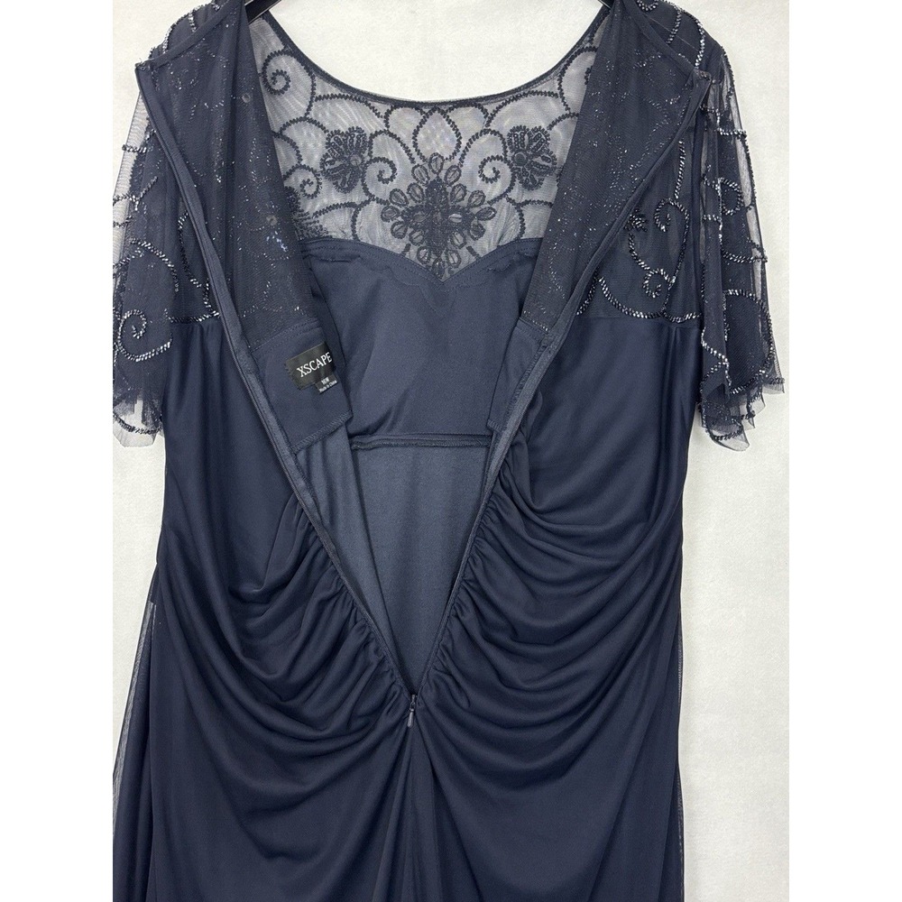 Xscape Plus Size 16W Long Formal Dress Beaded Sequin Illusion Neck Gown Evening - Picture 6 of 14